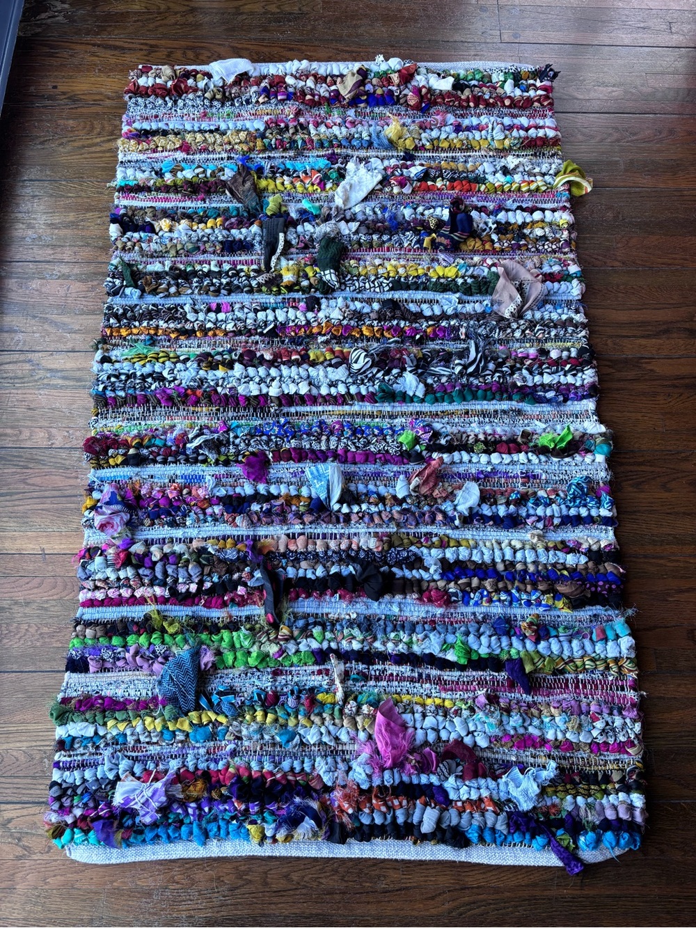 Boho Style Handwoven Multicolor Rag Rug